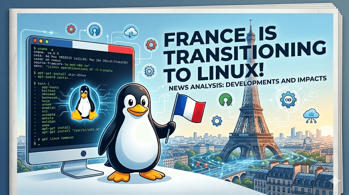 French flag with Linux penguin logo symbolizing France's move away from Windows